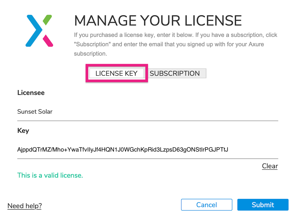 activating Axure RP with a license key