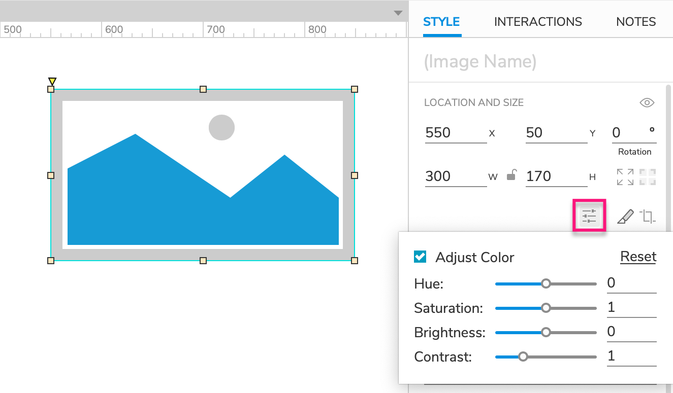adjusting an image widget's colors