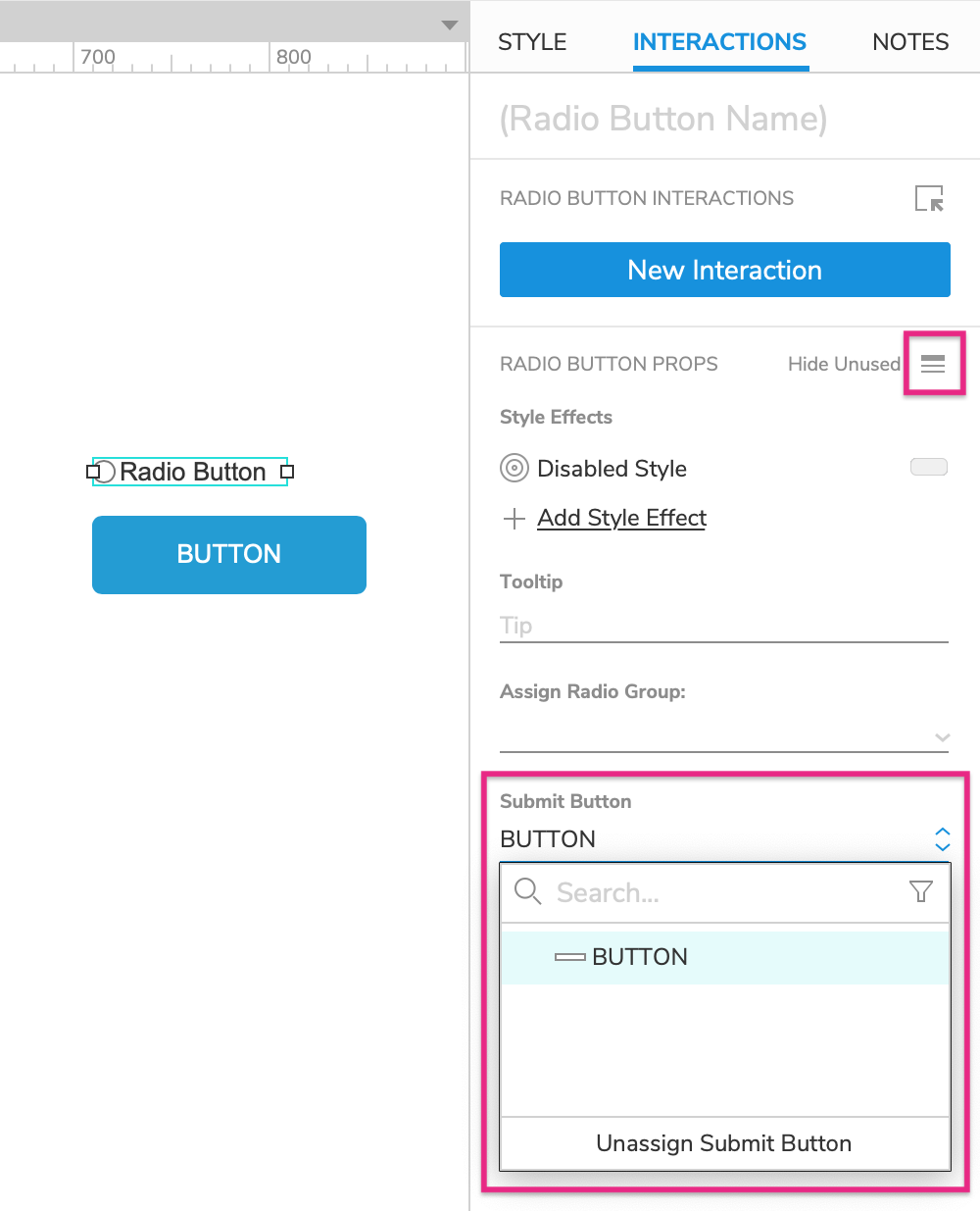selecting a submit button for a radio button widget