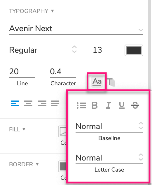 additional text formatting options