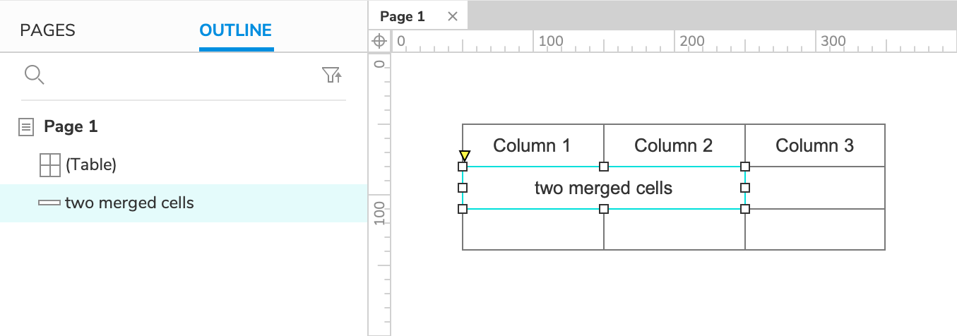 merging table cells with a rectangle widget